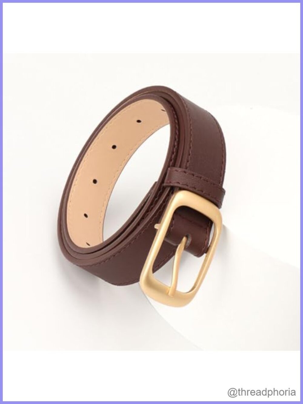 Skinny Stretchy Leather Belt for Jeans Dresses Gold Buckle Elastic Thin Waist